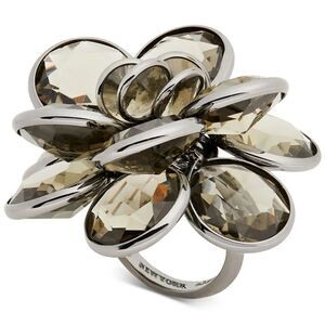 Kate Spade Elegant Silver and Brown Flower Ring size 7